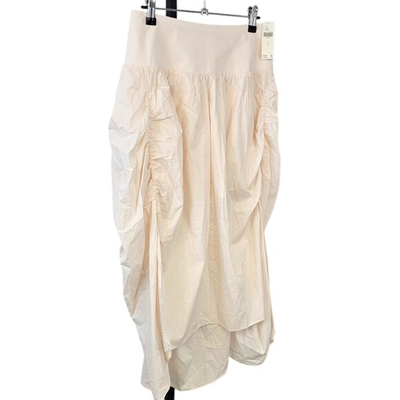 Anthropologie Draped Poplin Midi Skirt Light Pink Size Medium Ruched Whimsy NWT - Picture 3 of 8